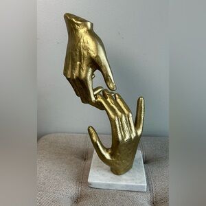 Holding Hands Table Sculpture Gold Tembaga Marble Base 12.5” High Art RARE